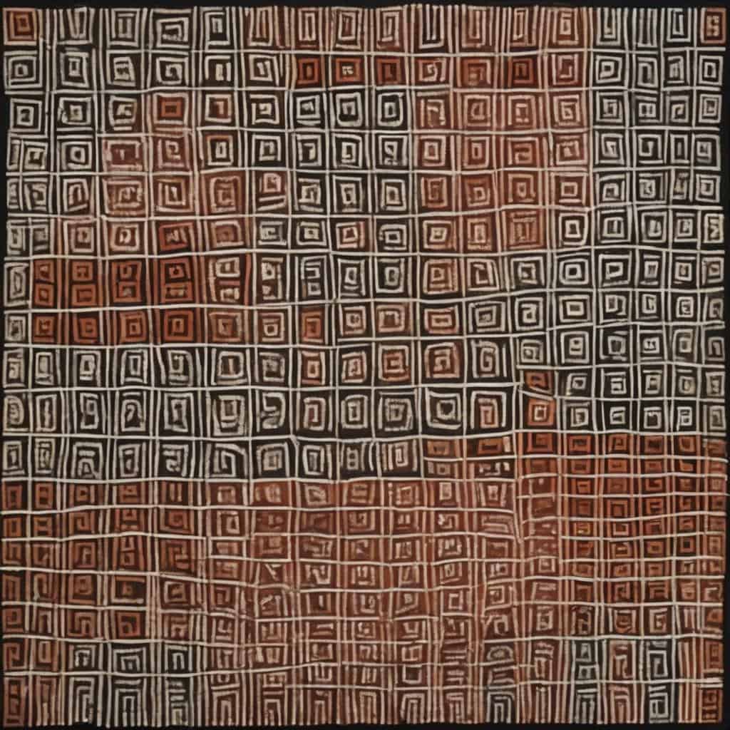 Σύγχρονο αφηρημένο έργο τέχνης με γεωμετρικά σχήματα και διαχωριστικές γραμμές σε μαύρο, λευκό και καφέ αποχρώσεις, εμπνευσμένο από την ιστορία των διάσημων καλλιτεχνών.