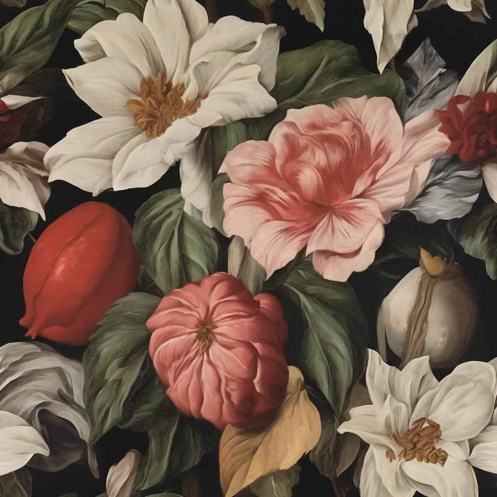 Λευκά και ροζ λουλούδια με πράσινα φύλλα, σε κοντινή λήψη, δημιουργούν ένα σκηνικό φυσικής ομορφιάς και αρμονίας.